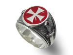 Knights Templar Ring Sterling Silver 925 Red Enamel Cross Handmade All Sizes Silverzone77