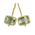 Green Amethyst Gold Plated Sterling Silver Drop Earrings - Natural Gem Gemstone - Handmade Jewellery Gifts for Women - Birthday Valentine's Mother's Day Gift (prasiolite-quartz)