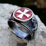 Knights Templar Ring Sterling Silver 925 Red Enamel Cross Handmade All Sizes Silverzone77