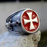 Knights Templar Ring Sterling Silver 925 Red Enamel Cross Handmade All Sizes Silverzone77