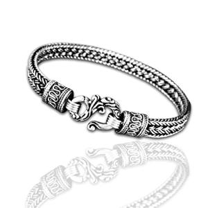 Bali & Java Hand Crafted Chain Bracelet/Tribal/Snake/Vintage/Solid/Heavy /925 Sterling Silver/Men/Women/Handmade/Quality - KimnKim U6 (7 inches)