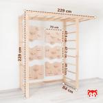 Woodandhearts playground, climbing frame, indoor climbing frame, baby climbing frame, monkey bars, indoor climbing, frame for toddlers, toddler climbing frame (6 panels Natural Wood)