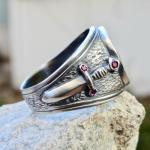 Knights Templar Ring Sterling Silver 925 Red Enamel Cross Handmade All Sizes Silverzone77