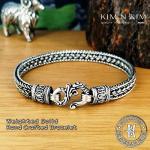 Bali & Java Hand Crafted Chain Bracelet/Tribal/Snake/Vintage/Solid/Heavy /925 Sterling Silver/Men/Women/Handmade/Quality - KimnKim U6 (7 inches)