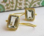 Green Amethyst Gold Plated Sterling Silver Drop Earrings - Natural Gem Gemstone - Handmade Jewellery Gifts for Women - Birthday Valentine's Mother's Day Gift (prasiolite-quartz)