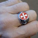 Knights Templar Ring Sterling Silver 925 Red Enamel Cross Handmade All Sizes Silverzone77