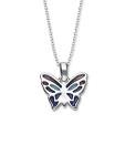 Ortak 925 Sterling Silver Handmade Pendant Necklace Dainty Butterfly Design Hot Glass Hand Enamel Sirocco Bluebell Colourways Scottish Fine Jewellery Made In Scotland