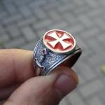 Knights Templar Ring Sterling Silver 925 Red Enamel Cross Handmade All Sizes Silverzone77