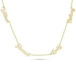 ZNA Jewels Solid Gold Multi-Name Necklace – Custom 1 to 6 Names Personalised in 9ct or 14ct Real Gold – Family Necklace Gift for Women, Mum, Grandma – Handmade in UK