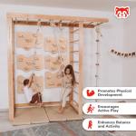Woodandhearts playground, climbing frame, indoor climbing frame, baby climbing frame, monkey bars, indoor climbing, frame for toddlers, toddler climbing frame (6 panels Natural Wood)