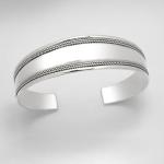 TreasureBay Women's Silver Bangle, Handmade Adjustable Chunky Statement Open Cuff 925 Sterling Silver Bracelet with Braided Rope Detailing, Classic Solid Silver Wristband for Women and Girls