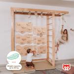 Woodandhearts playground, climbing frame, indoor climbing frame, baby climbing frame, monkey bars, indoor climbing, frame for toddlers, toddler climbing frame (6 panels Natural Wood)
