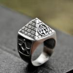 Silverzone77 Masonic Sterling Silver 925 Ring with Pyramid Accent Freemason Masonry Men Jewellery Handmade All Sizes