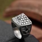 Silverzone77 Masonic Sterling Silver 925 Ring with Pyramid Accent Freemason Masonry Men Jewellery Handmade All Sizes