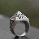 Silverzone77 Masonic Sterling Silver 925 Ring with Pyramid Accent Freemason Masonry Men Jewellery Handmade All Sizes