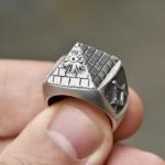 Silverzone77 Masonic Sterling Silver 925 Ring with Pyramid Accent Freemason Masonry Men Jewellery Handmade All Sizes