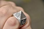 Silverzone77 Masonic Sterling Silver 925 Ring with Pyramid Accent Freemason Masonry Men Jewellery Handmade All Sizes