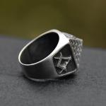 Silverzone77 Masonic Sterling Silver 925 Ring with Pyramid Accent Freemason Masonry Men Jewellery Handmade All Sizes