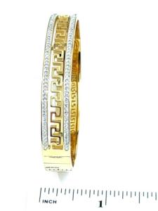 10mm Designer 18K GOLD Silver Greek Key Bracelet Infinity Greek Silver Jewelry Meander Bracelet Greek Jewelry for women Made in Greece Birthday Anniversary 136CrystalDiamond HANDMADE (18K Yellow Gold)