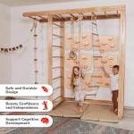 Woodandhearts playground, climbing frame, indoor climbing frame, baby climbing frame, monkey bars, indoor climbing, frame for toddlers, toddler climbing frame (6 panels Natural Wood)