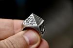 Silverzone77 Masonic Sterling Silver 925 Ring with Pyramid Accent Freemason Masonry Men Jewellery Handmade All Sizes