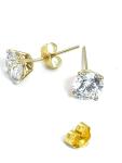 2ct Exquisite DIAMOND Solitaire Stud Earrings SOLID GOLD 18K Yellow Gold Lab diamond HANDMADE Jewelry DIAMOND Stud Earrings for daughter Gift Idea for her Birthday 6.5mm (Solid 18k Yellow Gold)