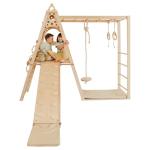 Woodandhearts Indoor Climbing Frame for Toddlers – Wooden Baby Gym & Playground Equipment – Toddler Climbing Frame with Indoor Slide – Baby Climbing Frame & Swing and Slide Set