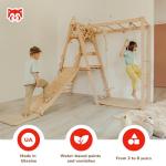 Woodandhearts Indoor Climbing Frame for Toddlers – Wooden Baby Gym & Playground Equipment – Toddler Climbing Frame with Indoor Slide – Baby Climbing Frame & Swing and Slide Set