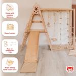 Woodandhearts Indoor Climbing Frame for Toddlers – Wooden Baby Gym & Playground Equipment – Toddler Climbing Frame with Indoor Slide – Baby Climbing Frame & Swing and Slide Set
