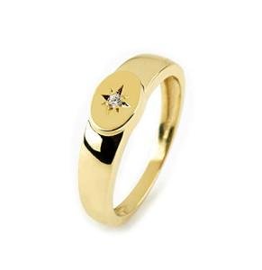 Elegant jewel box DUTY-FREE Unisex Signet ring with a compass diamond in Solid Gold 9k, 14k & 18k, Handmade signet ring with a stardust diamond, symbolic gift, RN363