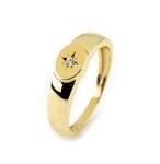 Elegant jewel box DUTY-FREE Unisex Signet ring with a compass diamond in Solid Gold 9k, 14k & 18k, Handmade signet ring with a stardust diamond, symbolic gift, RN363