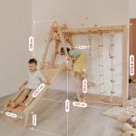 Woodandhearts Indoor Climbing Frame for Toddlers – Wooden Baby Gym & Playground Equipment – Toddler Climbing Frame with Indoor Slide – Baby Climbing Frame & Swing and Slide Set