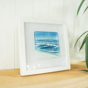 Wave in a Box Fused Glass Framed 25cm - Glass Wave Artwork - Handmade by Matt Adkins in Dorset, UK