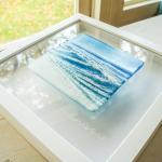 Wave in a Box Fused Glass Framed 25cm - Glass Wave Artwork - Handmade by Matt Adkins in Dorset, UK