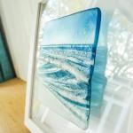 Wave in a Box Fused Glass Framed 25cm - Glass Wave Artwork - Handmade by Matt Adkins in Dorset, UK