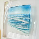 Wave in a Box Fused Glass Framed 25cm - Glass Wave Artwork - Handmade by Matt Adkins in Dorset, UK