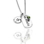 16th,18th Birthday Necklace Birthstone Personalised Name any Age Number Disc Charm,Engraving 21 30 40 50 60,Solid Silver,Quality -KimnKim