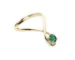 Emerald engagement ring by Majade. Emerald eternity ring, unique green emerald ring, alternative non diamond engagement ring. Handmade 14k gold matching ring. Simple minimalist curved wedding band