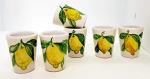 n. 6 Limoncello Glasses Lemon Line Decorated Unique Manufact Handmade Le Ceramiche del Castello Made in Italy Dimensions : 6,5 x 5 centimeters each one
