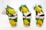 n. 6 Limoncello Glasses Lemon Line Decorated Unique Manufact Handmade Le Ceramiche del Castello Made in Italy Dimensions : 6,5 x 5 centimeters each one