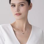 Black opal diamond necklace pendant-Dainty drop layering necklace with chain-Simple small minimalist necklace-Alternative October birthstone