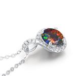 Black opal diamond necklace pendant-Dainty drop layering necklace with chain-Simple small minimalist necklace-Alternative October birthstone