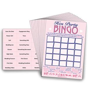 Hen Party Bingo - 20 A5 Bingo Cards with Calling Cards and Word Grid - Fun Hen Do Game for Bride Tribe - Bridal Shower - UK Printed