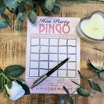 Hen Party Bingo - 20 A5 Bingo Cards with Calling Cards and Word Grid - Fun Hen Do Game for Bride Tribe - Bridal Shower - UK Printed