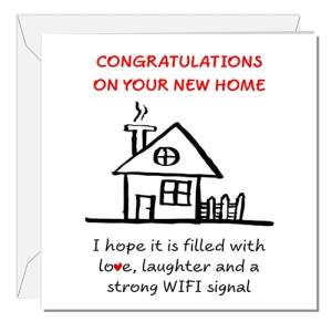 SWIZZOO Fun and Humorous New Home Card for Friends, Family & Loved Ones - Ideal for Housewarming Moving House - With Unique Home Design & Good Luck Messages - Welcome Home Card