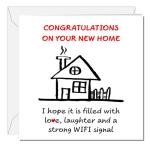 SWIZZOO Fun and Humorous New Home Card for Friends, Family & Loved Ones - Ideal for Housewarming Moving House - With Unique Home Design & Good Luck Messages - Welcome Home Card