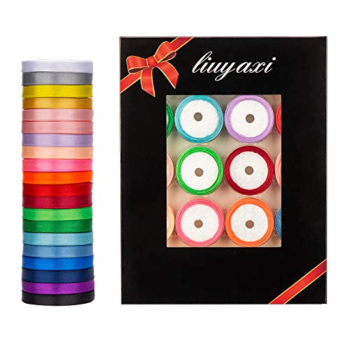 20-Color Satin Ribbon Rolls, Craft & Party Decor