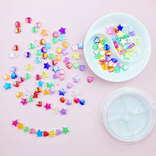 600 PCS Colorful Acrylic Heart & Star Beads