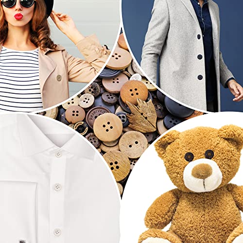 600 Assorted Sizes Wooden Buttons for Scrapbooking