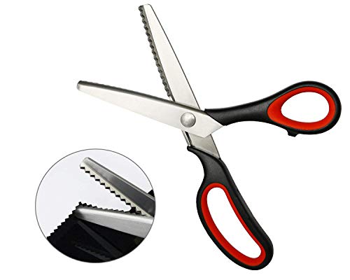 Professional Red Pinking Shears: Ultra Sharp, Comfort Grips